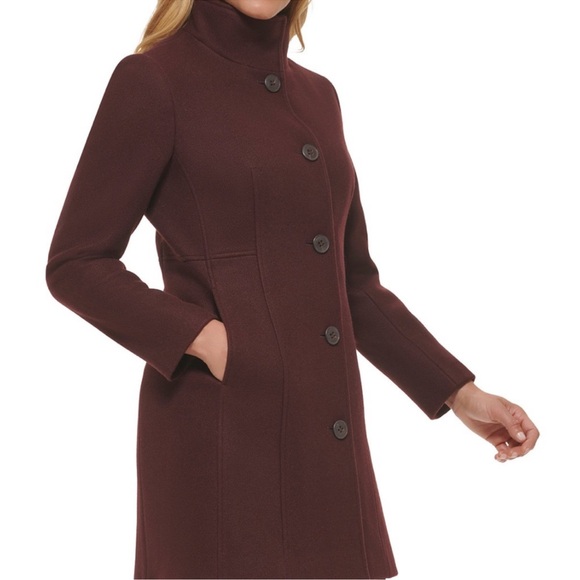 Calin Klein Chocolate Melange Brown Walker Coat Small - Picture 3 of 13